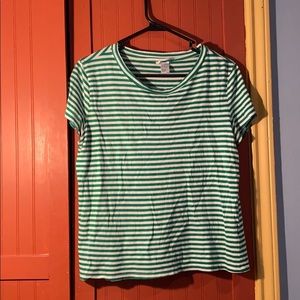 White and green striped shirt